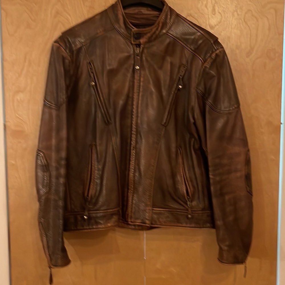Wilson Leather Motorcycle Jacket - Brown - Men’s XL